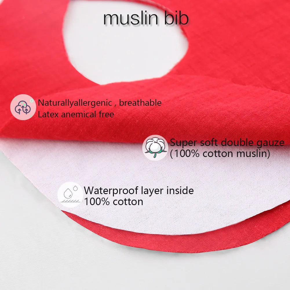 3Pcs/Set Bib and hairband, Muslin & Bamboo